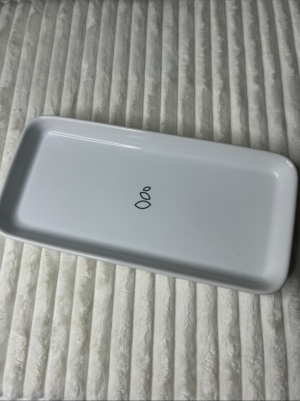 Minimalist White Stoneware Rectangle Tray with Grove Collabrative Logo